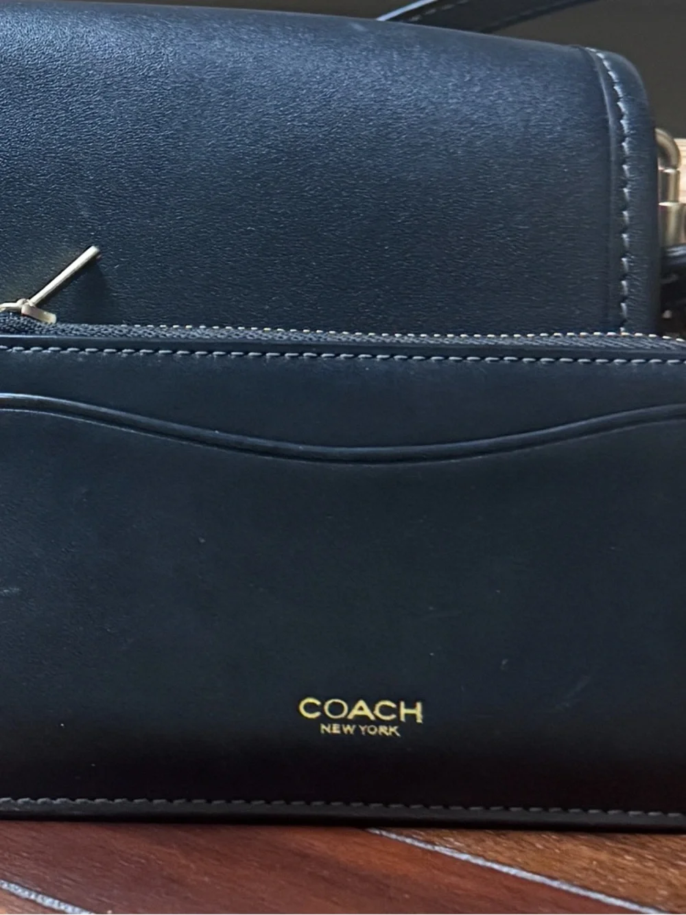 Coach Black Leather card slim wallet
